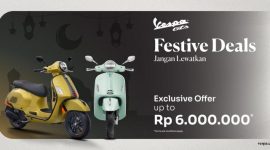 Program promo Ramadan “Festive Deals” dari Vespa menghadirkan penawaran eksklusif hingga Rp 6.000.000 untuk model tertentu selama Maret 2026. Promo ini menjadi bagian dari kampanye spesial PT Piaggio Indonesia bertajuk “You Know You Want It” menjelang Lebaran.