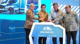 Pembukaan GAIKINDO Indonesia International Commercial Vehicle Expo 2026 di Jakarta International Expo, Jakarta, Rabu (8/4), yang menampilkan berbagai inovasi kendaraan komersial dari sejumlah merek global.