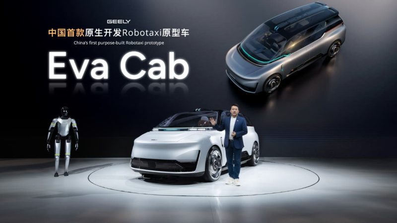 Geely Auto memperkenalkan robotaxi EVA Cab dalam ajang Auto China 2026 di Beijing, Tiongkok. Kendaraan otonom ini tampil dengan desain futuristik tanpa pengemudi, didukung teknologi LiDAR 2.160-line serta ekosistem AI canggih untuk mobilitas masa depan.