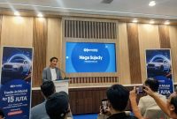 President Director OLXmobbi Naga Sujady menyampaikan paparan dalam media gathering OLXmobbi di GIIAS 2026, Tangerang, Jumat (31/7/2026). OLXmobbi menawarkan program trade-in mobil dengan cashback hingga Rp15 juta selama gelaran GIIAS 2026.