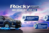 Daihatsu Rocky e-SMART Hybrid hadir dengan teknologi hybrid modern yang menawarkan pengalaman berkendara layaknya mobil listrik. SUV kompak ini didukung garansi baterai hybrid hingga 8 tahun atau 160.000 km, garansi kendaraan 3 tahun atau 100.000 km, serta layanan perawatan mudah melalui bengkel dan teknisi bersertifikasi Daihatsu. (Foto: Dok. Daihatsu)