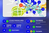 Peta lokasi kantong parkir GIIAS 2026 di sekitar ICE BSD City. Pengunjung dapat memanfaatkan 11 titik parkir strategis, termasuk AEON Mall BSD, The Breeze, Eastvara, The Barn, dan The Forest yang dilengkapi layanan shuttle bus gratis menuju area pameran. Dok. GAIKINDO.