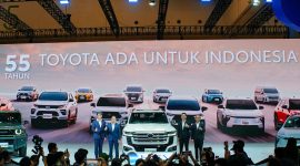PT Toyota-Astra Motor (TAM) memperkenalkan jajaran kendaraan terbaru dalam perayaan 55 Tahun Toyota Ada untuk Indonesia di GIIAS 2026, ICE BSD City, Tangerang. Toyota meluncurkan New Land Cruiser 300 Hybrid EV dan bZ4X Touring Battery EV, serta menampilkan sejumlah model terbaru lainnya.