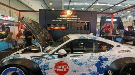 Mobil modifikasi yang dipajang di area pameran RFK dalam ajang IMX 2026 di ICE BSD, Tangerang, Jumat (9/10/2026). RFK memperkenalkan teknologi pemadam api untuk mendukung keselamatan kendaraan, termasuk sistem fire suppression.