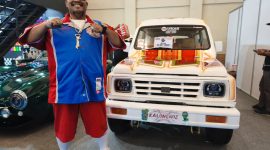Suzuki Jimny Katana bergaya Chicano lowrider bernama Kalong Nos karya Anindito Adhi Rahman alias Banditoz dipamerkan dalam ajang IMX 2026 di ICE BSD, Tangerang, Sabtu (10/10/2026).