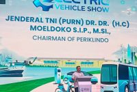 Ketua Umum Periklindo, Moeldoko, menyampaikan sambutan dalam kegiatan Periklindo Electric Vehicle Show (PEVS) 2026.
