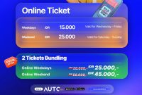 Promo tiket bundling GIIAS Makassar 2026 melalui aplikasi Auto360 menawarkan harga Rp25.000 untuk dua tiket pada hari kerja (weekdays) dan Rp45.000 pada akhir pekan (weekend). Promo ini memberikan penghematan hingga Rp5.000 dibandingkan pembelian tiket satuan. GIIAS Makassar 2026 berlangsung pada 28 Oktober–1 November 2026 di Summarecon Mutiara Makassar Convention Center (SMMCC).